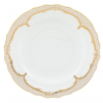 Golden Elegance Salad Plate A variation on a theme of the Fish Scale pattern, Golden Elegance retains the essence of the scales but lets the increased negative space create a dramatic tension between the gold and white.